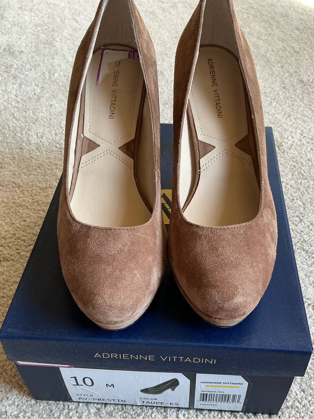 Adrienne Vittadini Prestina Suede-Look Heels Brown US 10 M
